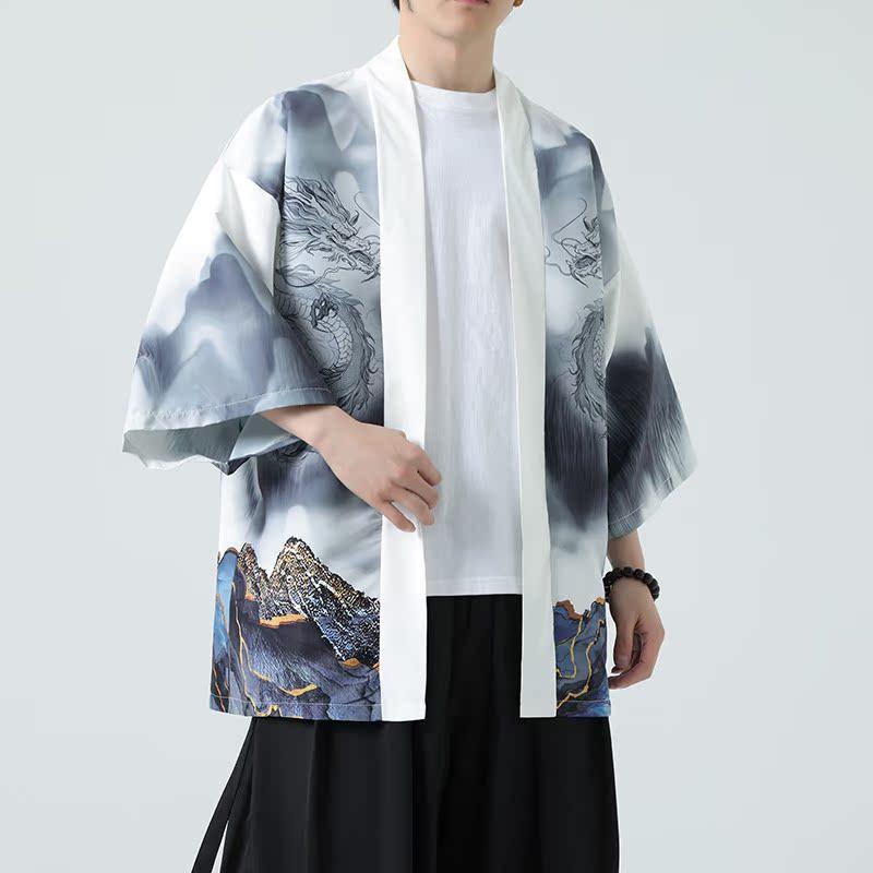 2025夏季新款风印花汉服风衣开衫披风男DSA008-1K86P40,男装风衣,电商A008-1