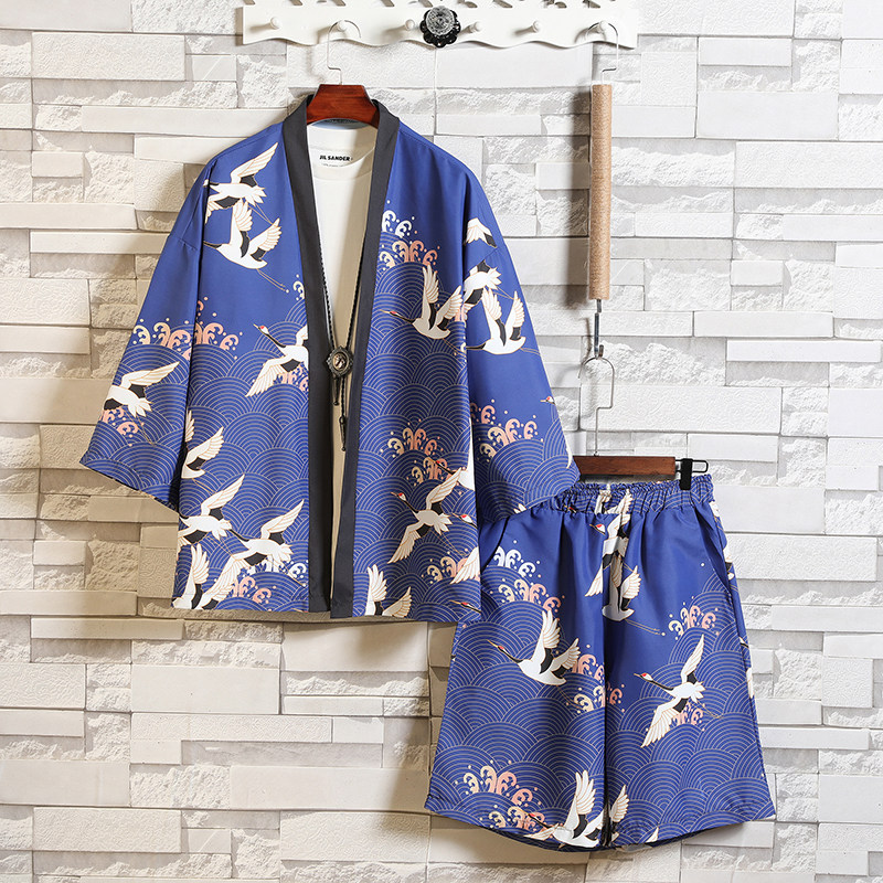 夏季风道袍男短袖汉服开衫和服防晒衣套装DSA008-1TZK08P70,男装防晒衣,电商A008-1