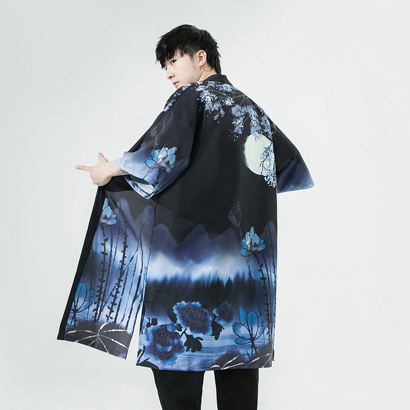 夏季风长款汉服开衫披风男DSA008-1-K207p48，男装风衣，电商A008-1