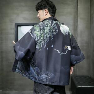 夏季新款风大鱼 竹叶 和服开衫披风男DS-A008-1-K91p40图片
