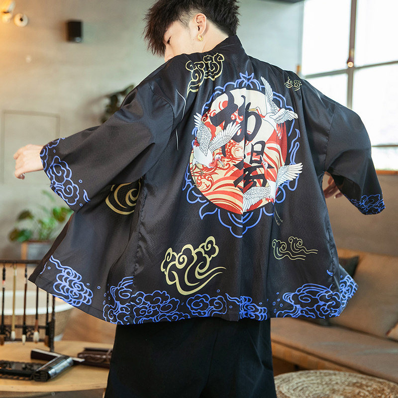 2025夏季新款风柳楊仙鹤汉服服开衫披风男DSA008-1K07p40,男装民族服装,电商A008-1