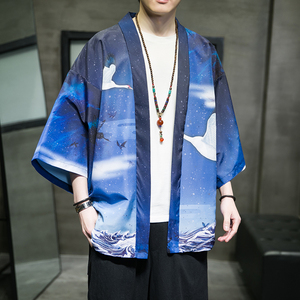夏季新款风 仙鹤 圣者 霞光和服开衫披风男6006K036p40图片
