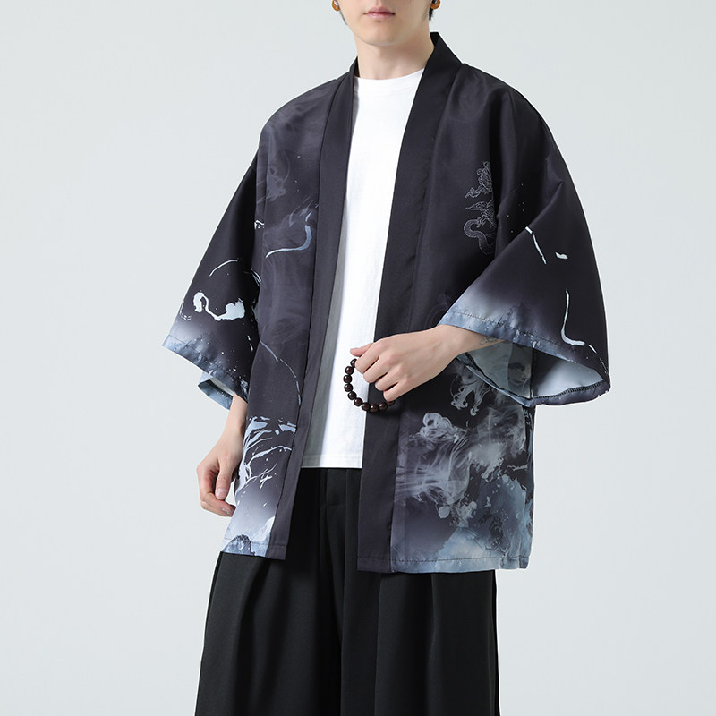 2025夏季新款风印花汉服风衣开衫浮世披风男DSA008-1K87P40,男装风衣,电商A008-1
