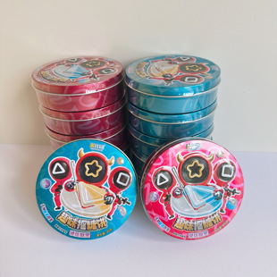 美佳园铁盒抠糖饼硬质糖果抠图游戏随机图案卡通造型儿童零食罐装