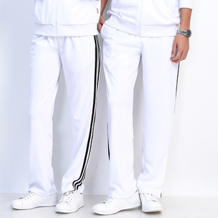 春秋款运动裤男女白色长裤子夏季三条杠健身跳操透气休闲校服裤薄