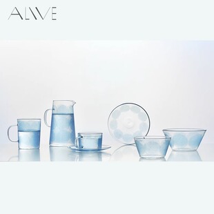 玻璃餐具套装 Alive蓝色冰川 冷水壶杯子碗杯碟盘子北欧风生日礼物