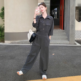 深灰色工装连体裤女夏2025新款今年流行爆款慵懒风高级感连衣长裤，商品下架区，浙宝205