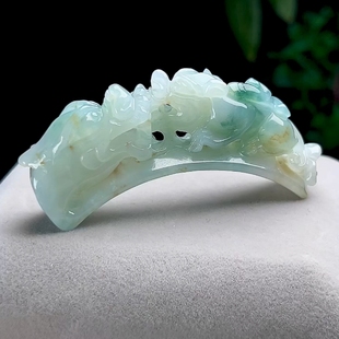 缅甸料翡翠老种绿花龙勾吊坠 保真天然A货望子成龙手牌可编辑手绳