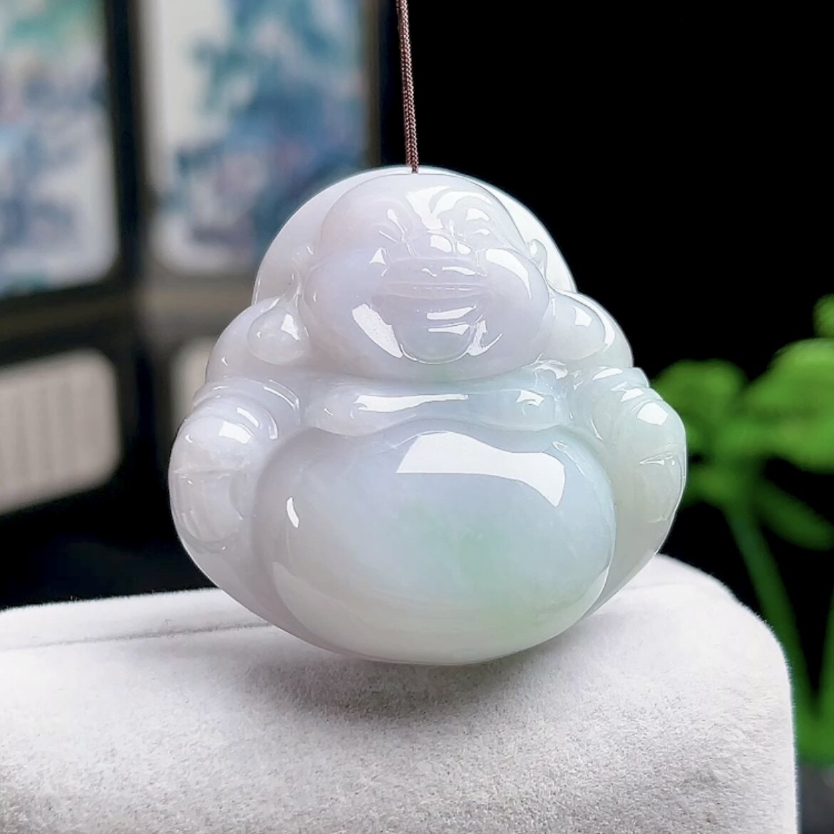 天然玉石翡翠弥勒佛挂件缅甸料A货冰飘绿佛公吊坠玉佛笑佛玉坠