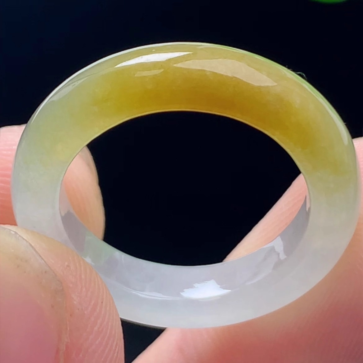 17号天然A货翡翠冰飘黄戒指正品缅甸料玉石戒圈男女款玉指环指圈
