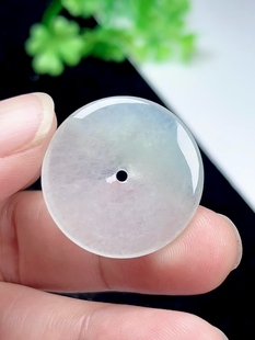 27mm保真A货冰飘淡绿怀古玉扣吊坠 缅甸料天然玉石翡翠平安扣玉坠