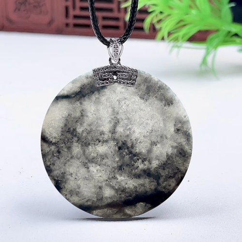 缅甸A货天然翡翠无事牌吊坠圆牌