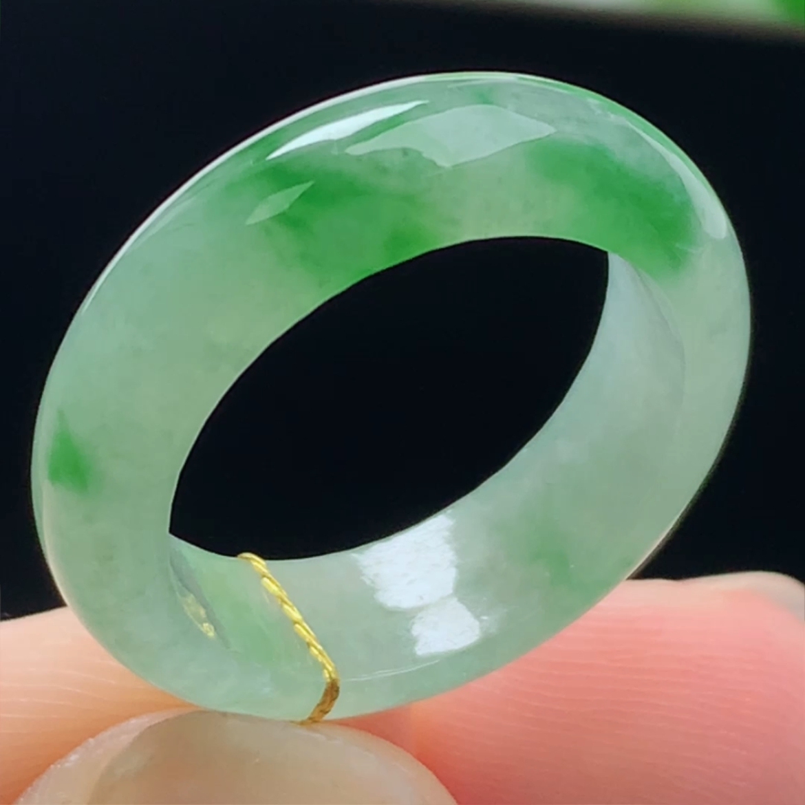 15号天然A货翡翠冰飘绿戒指正品缅甸料玉石戒圈男女款玉指环指圈