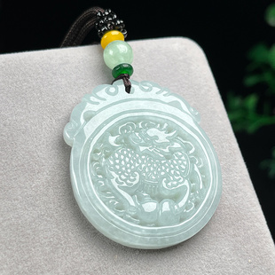 缅甸玉石保真A货天然翡翠麒麟吊坠玉坠玉麒麟瑞兽玉佩男女送证书