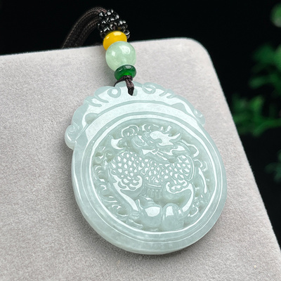 缅甸玉石保真A货天然翡翠麒麟吊坠玉坠玉麒麟瑞兽玉佩男女送证书