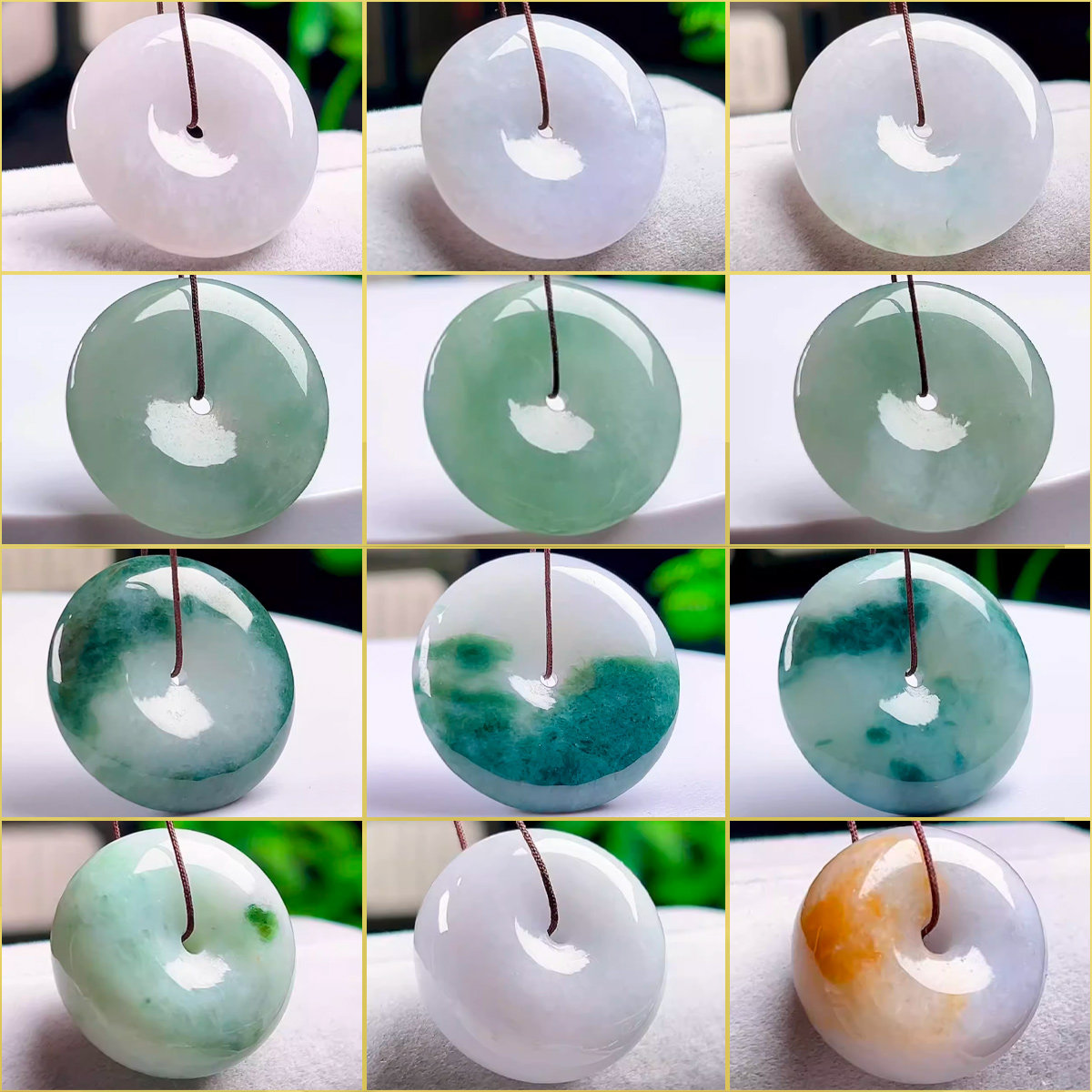 天然A货翡翠平安扣吊坠缅甸玉石 项链玉坠男女面包扣缅甸料送证书