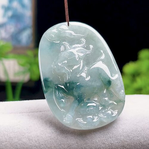 天然A货翡翠羊生肖吊坠缅甸料玉石冰润羊牌玉坠 十二生肖羊挂件