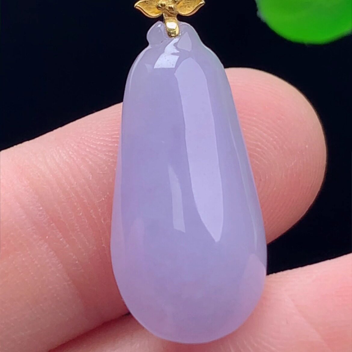 正品天然玉石18K金镶紫罗兰福瓜吊坠玉瓜缅甸料A货翡翠福瓜挂玉坠