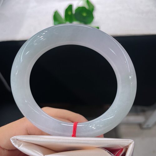 56-57圈口翡翠手镯缅甸料A货天然玉石冰润细糯胖圆条平安镯玉镯子