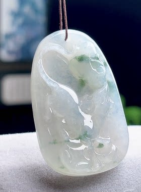 老坑冰种飘花翡翠鼠吊坠