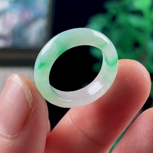 14号17mm天然翡翠A货戒指玉戒圈男女款缅甸玉石冰飘绿玉指环正品
