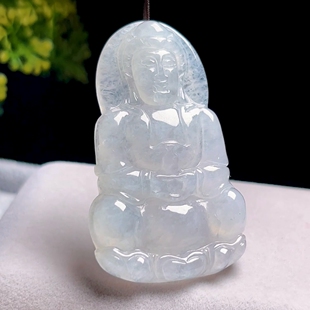 观音玉坠 缅甸A货玉石观世音吊坠护瓶玉观音天然翡翠老坑冰润正装