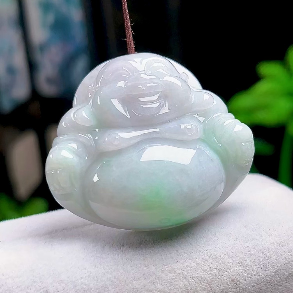 天然玉石翡翠弥勒佛挂件缅甸料A货冰飘绿佛公吊坠玉佛笑佛玉坠