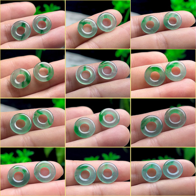 飘阳绿翡翠甜甜圈耳坠