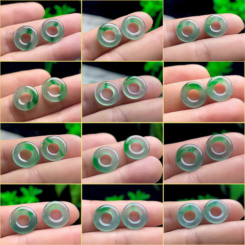 飘阳绿翡翠甜甜圈耳坠