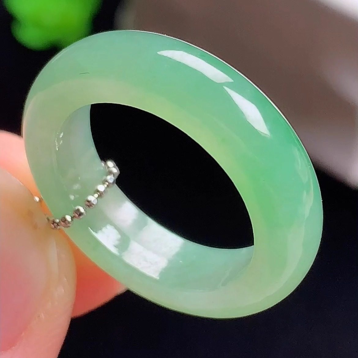 14号保真天然翡翠A货戒指玉戒圈男女款缅甸玉石冰飘绿玉指环正品