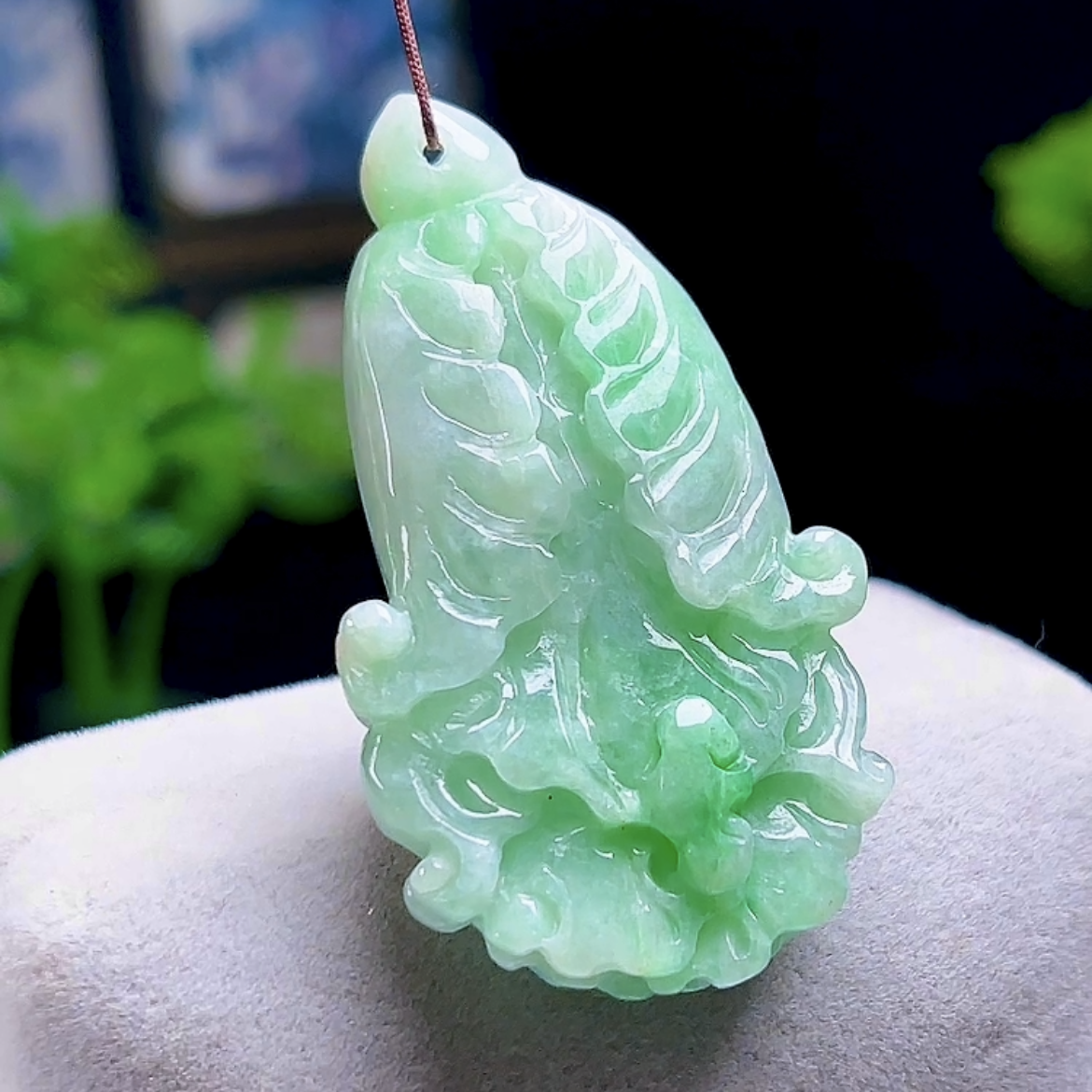 天然A货翡翠玉白菜吊坠男女士正品玉石精工玉佩百财项坠包邮