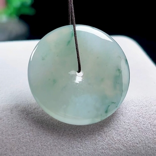 27mm缅甸翡翠A货飘花小平安扣玉坠天然玉石怀古玉佩吊坠玉扣挂件