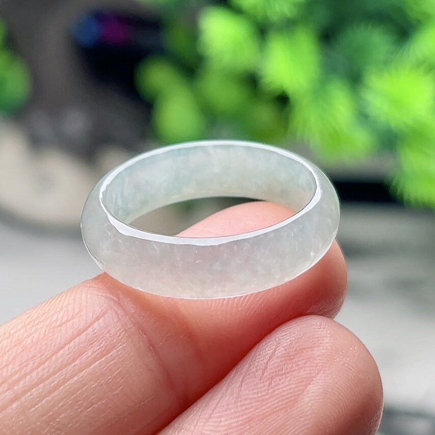 19号正品天然A货玉戒指翡翠素圈玉指环冰种甜水绿介指戒指