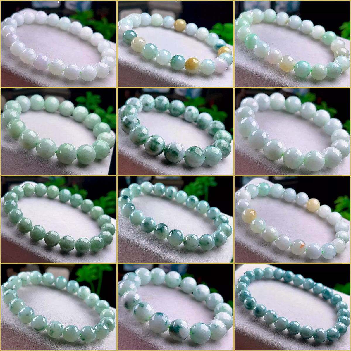8-13MM缅甸料天然A货翡翠手串圆珠手链玉珠多彩自选 玉手串男女士