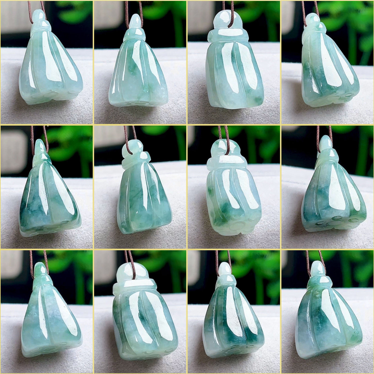 缅甸天然A货翡翠莲蓬吊坠 绿彩飘花玉莲蓬玉坠玉石挂件女款配证书