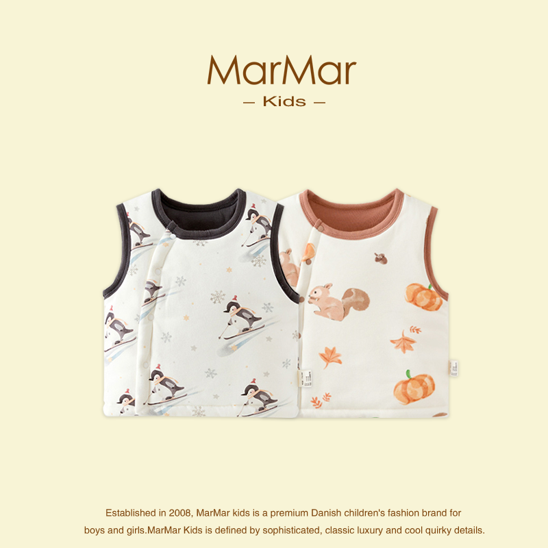 丹麦婴儿马甲秋冬款夹棉外穿背心