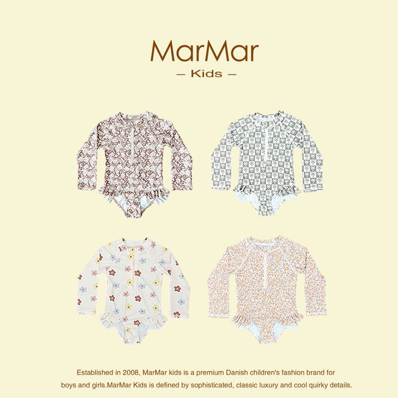 丹麦MARMAR KIDS婴儿连体泳衣长袖夏季女宝宝防晒速干ins风泳装