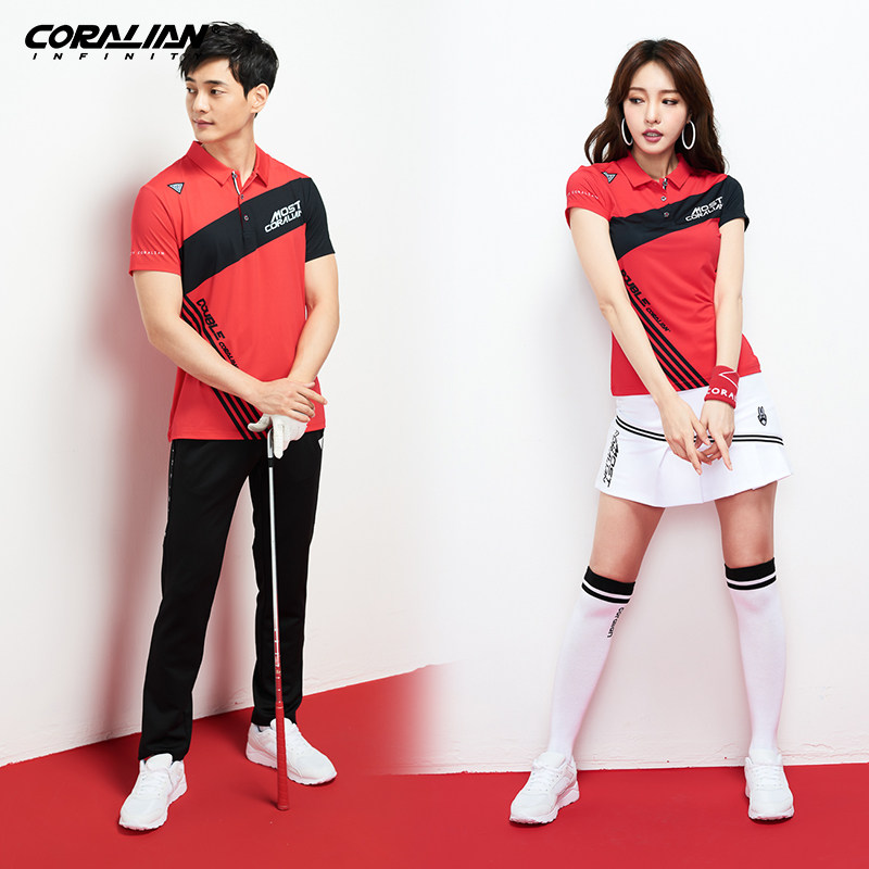 韩国可莱安羽毛球服新款男女短袖透气速干时尚休闲翻领秋季情侣装