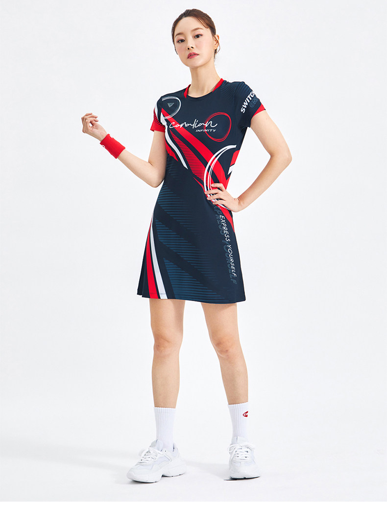 可莱安韩国羽毛球服女夏季新款运动连衣裙透气速干修身网球裙套装