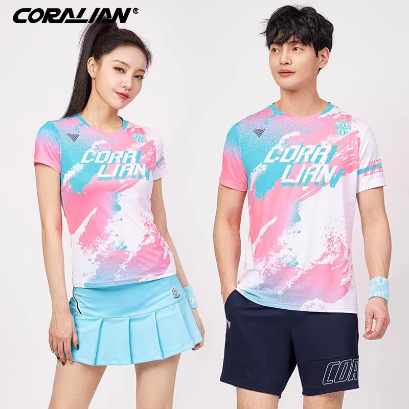 可莱安羽毛球服女套装2023韩国新款男透气速干短袖上衣情侣运动服