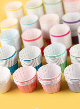 纸杯蛋糕甜品台杯子粉色蓝色戚风杯马芬杯带淋膜烘焙烤箱专用纸托