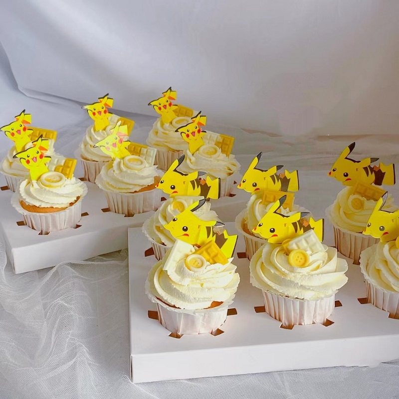 皮卡丘蛋糕装饰摆件宝可梦甜品台插件宠物小精灵生日主题纸杯插牌