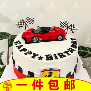 仿真法拉利拉法敞篷跑车模型合金汽车摆件儿童玩具车蛋糕装饰摆件
