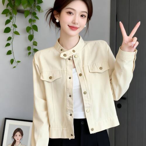 韩系工装小个子薄款短外套女