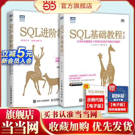 【套装2册】SQL基础教程 第2版+SQL进阶教程 第2版 sql基础教程数据库编程sql必知必会面向集合关系数据库sql语言数据原理应用书籍