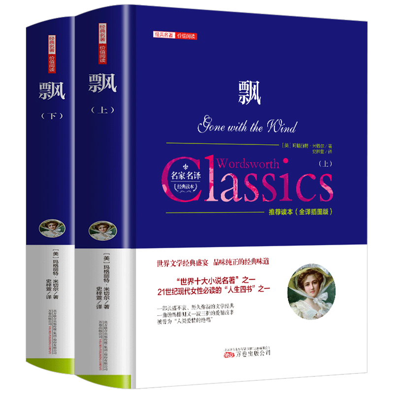 精装正版 飘全套2册完整无删减世界名著书籍世界经典文学作品 精装版乱世佳人经典名著美玛格丽特·米切尔 经典小说畅销书籍
