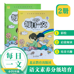 小学生每日一文 适用五年级(全2册)阅读训练阶梯阅读练习册 小学生同步阅读理解