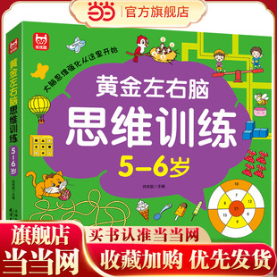 黄金左右脑思维训练开发5-6岁 儿童全脑智力开发关键题逻辑思维训练益智游戏测试题 幼儿园大班宝宝智力潜能开发启蒙认知早教书