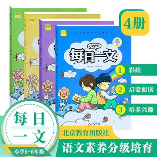 小学生每日一文高年级套装（全4册） 阅读训练养成  语文素养分级培育 崔峦作序推荐  五六年级课外阅读能力提高书
