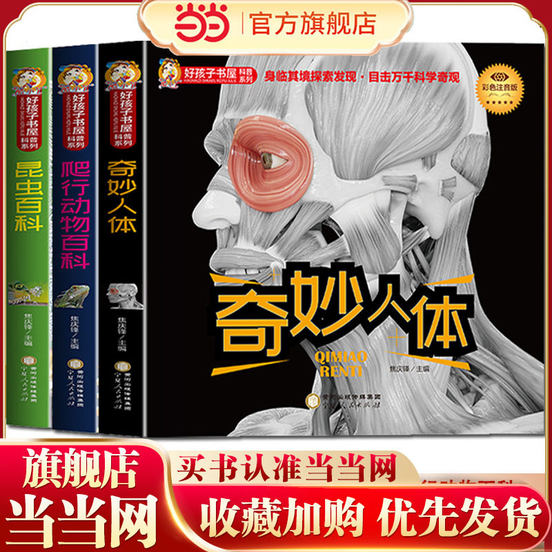 好孩子书屋科普系列  奇妙人体+昆虫百科+爬行动物百科【全3册】彩图注音 幼儿园3-6岁趣味认知绘本 小大班幼儿阅读故事书 科普百